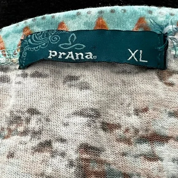 Prana XL Geo Print Hiking Top Teal REIcore Gorpcore Trail Active Tee - Picture 4 of 8